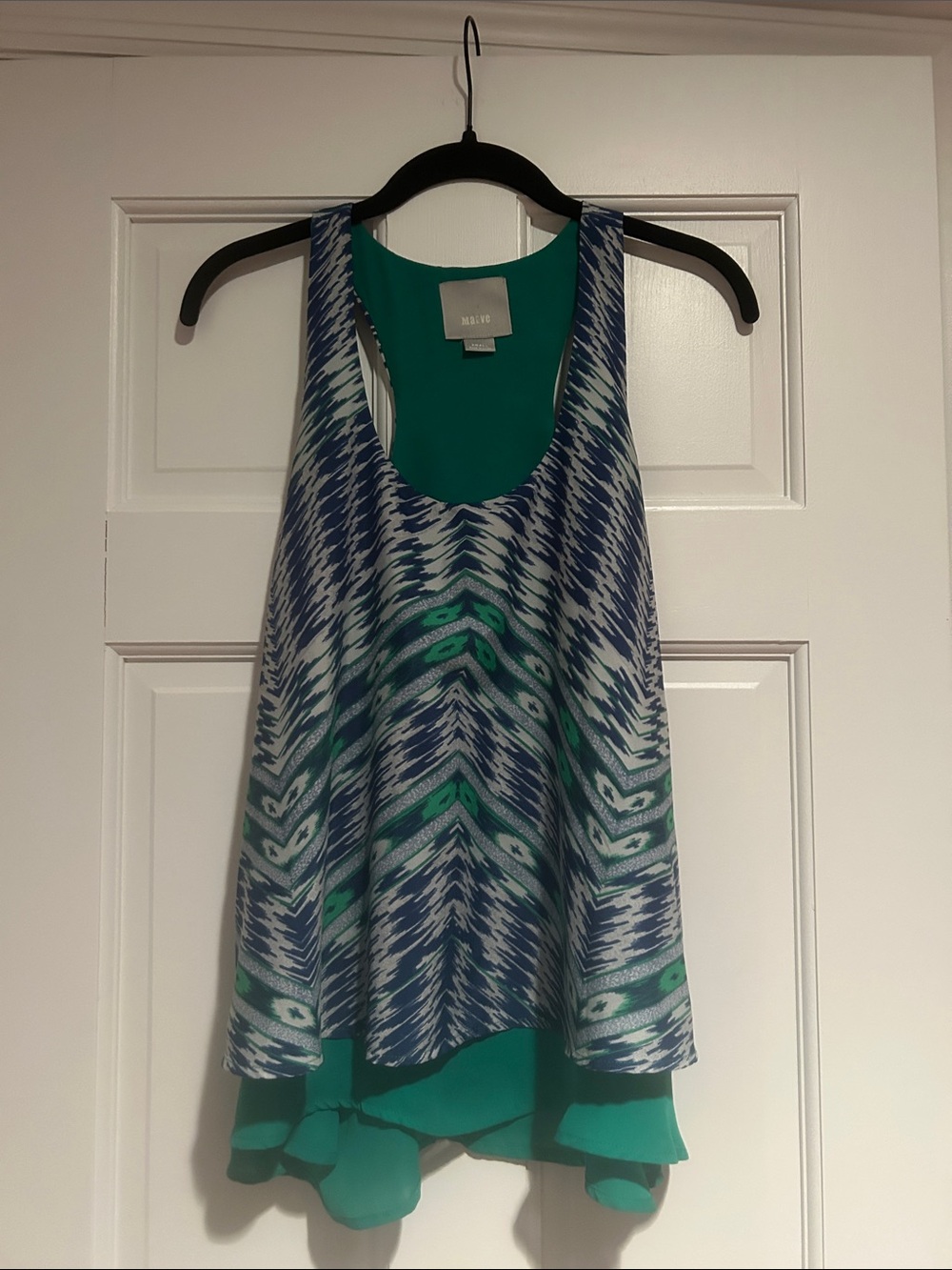 Maeve Blue & Teal Patterned Layered Tank